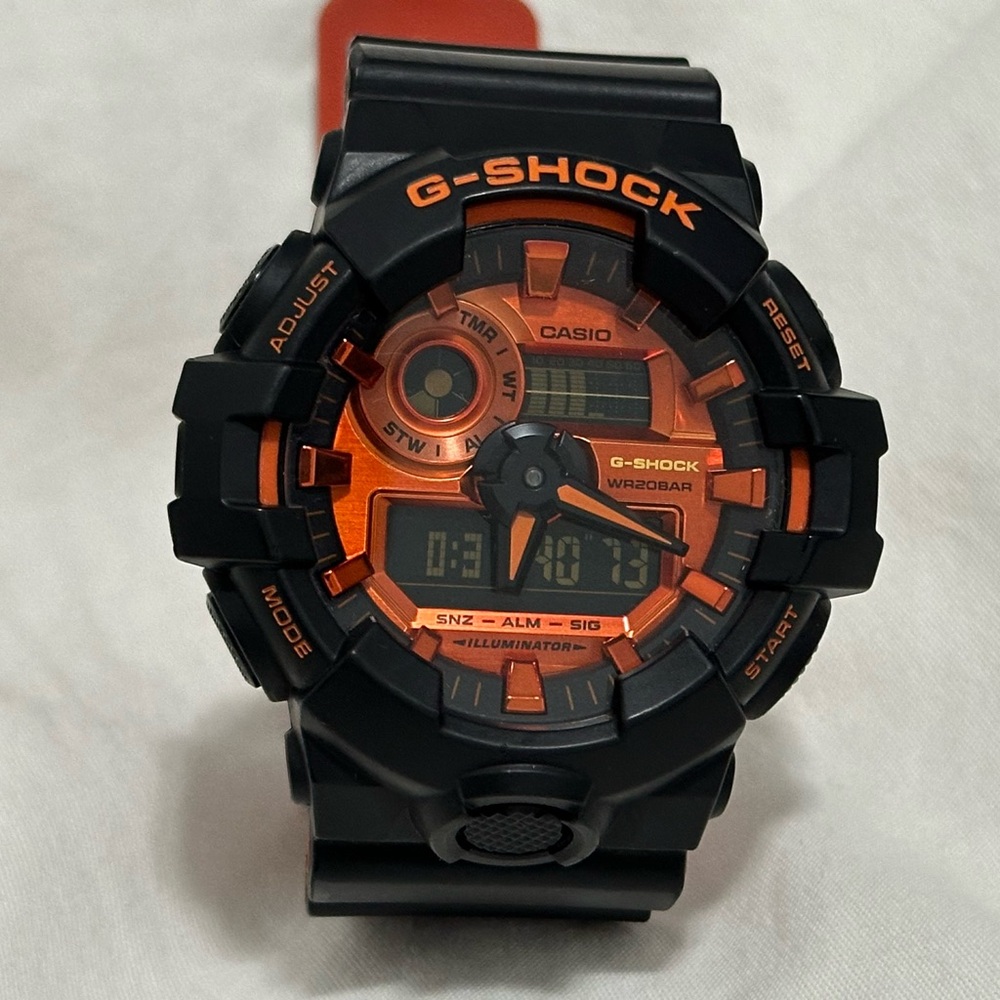Casio G-Shock Dual Display Black and Orange Watch